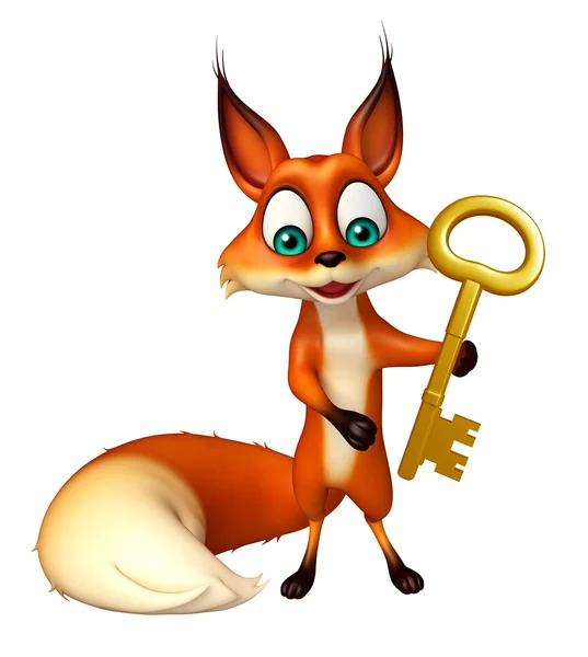 Divertido personaje de dibujos animados de Fox con llave — Foto de Stock
