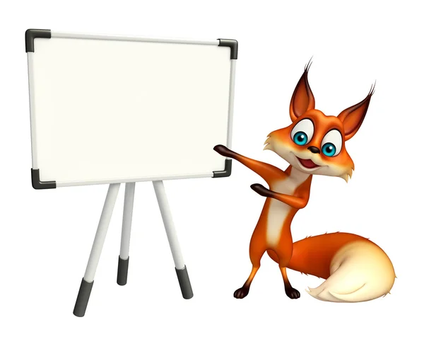 Ravasz róka rajzfilmfigura, fehér tábla — Stock Fotó