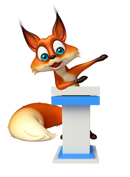 Bonito Fox personagem de desenho animado com fase de fala — Fotografia de Stock