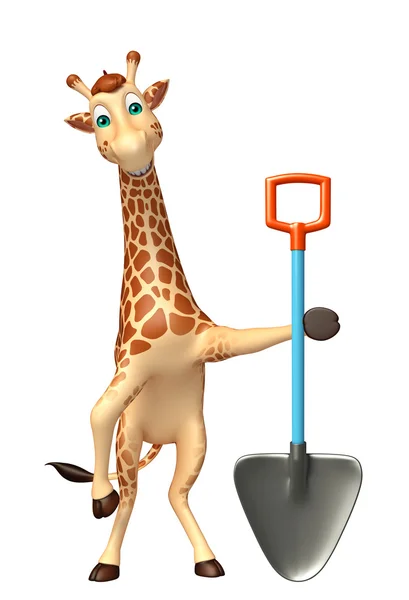 Kul giraff seriefiguren med spade — Stockfoto