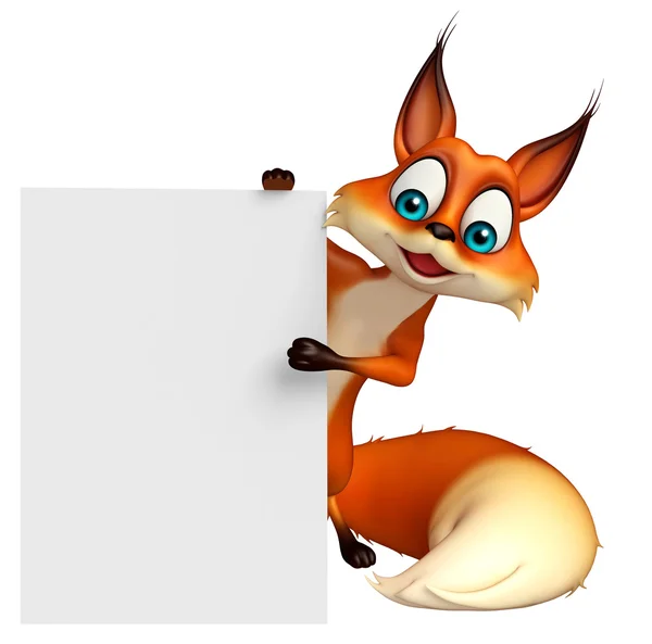 Niedliche Fuchs-Cartoon-Figur mit weißem Brett — Stockfoto