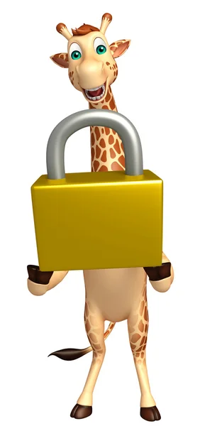 Divertente personaggio dei cartoni animati giraffa con serratura — Foto Stock