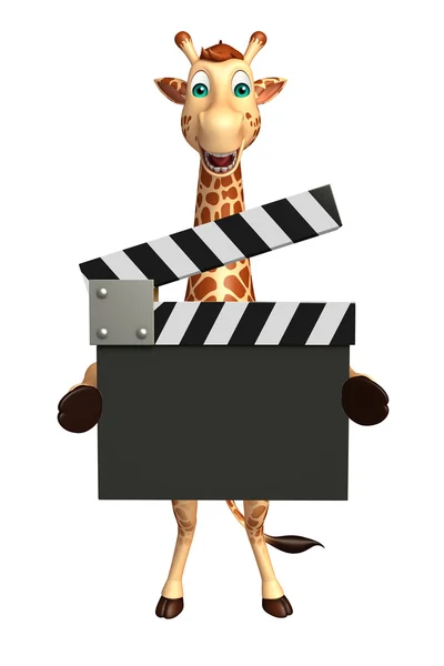 Żyrafa postać z clapboard z kreskówki — Zdjęcie stockowe