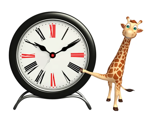 Divertido personagem de desenho animado Girafa com relógio — Fotografia de Stock