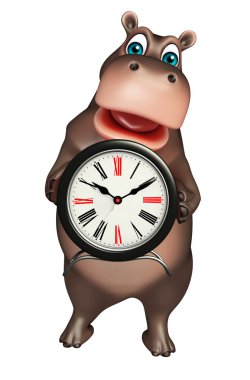 sevimli Hippo çizgi film karakteri ile masa saati