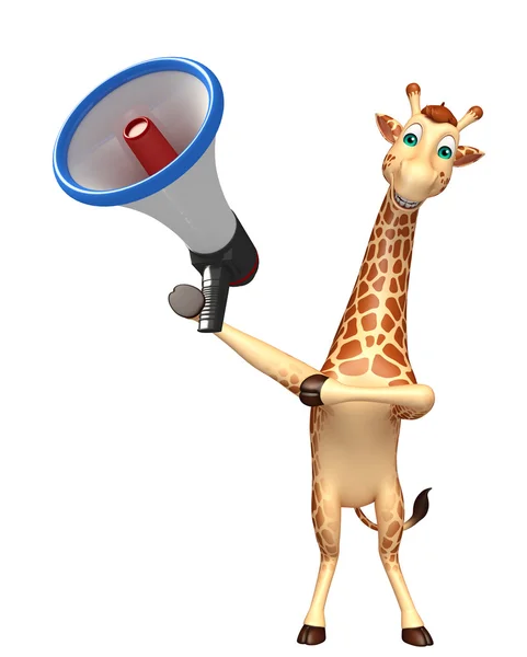 Divertente personaggio dei cartoni animati giraffa con altoparlante — Foto Stock