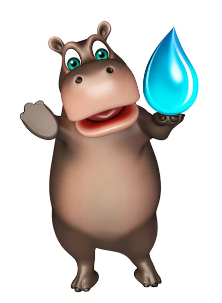 Hippo stripfiguur met waterdruppel — Stockfoto