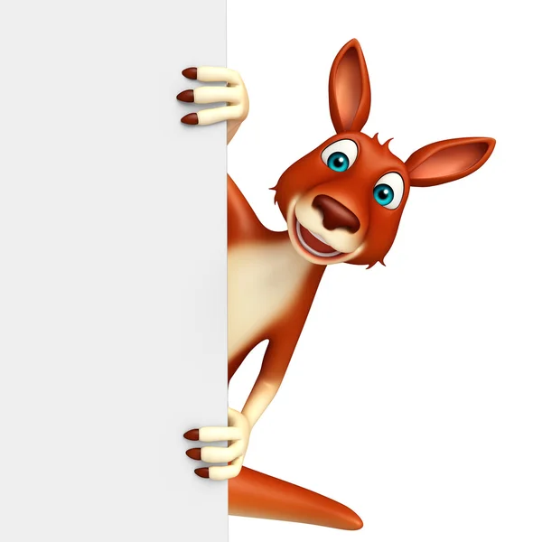 Personagem de desenho animado canguru com placa — Fotografia de Stock