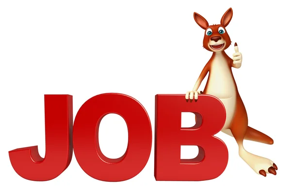 Söta Kangaroo cartoon karaktär med jobb skylt — Stockfoto