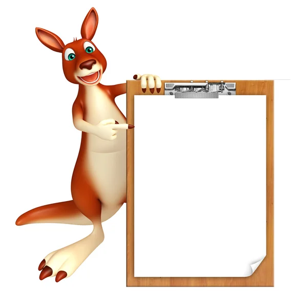 Kangaroo cartoon character with exam pad — Stock Photo, Image