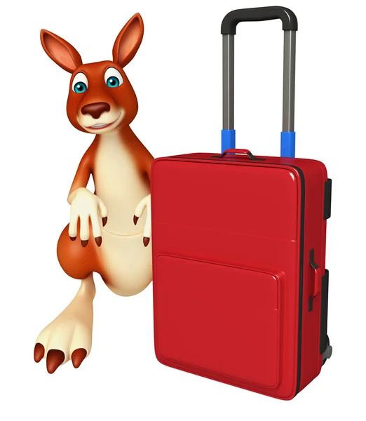 Aranyos kenguru rajzfilmfigura, utazótáska — Stock Fotó