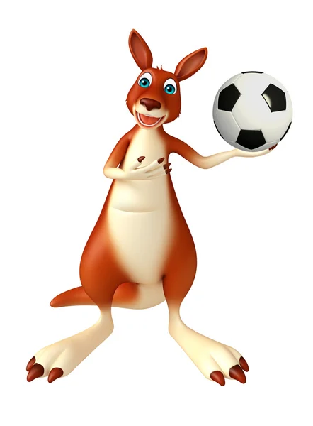 Διασκέδαση καγκουρό χαρακτήρα κινουμένων σχεδίων με το ποδόσφαιρο — Φωτογραφία Αρχείου