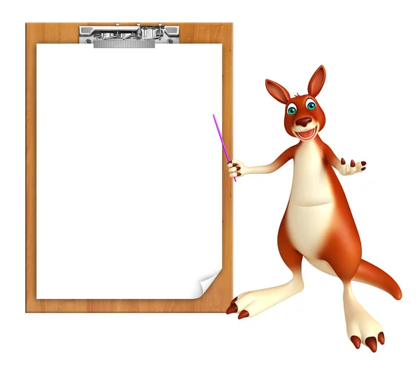 Kangaroo cartoon character with exam pad — Stock Photo, Image