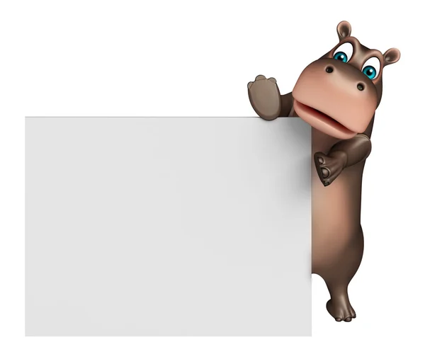 Cute Hippo cartoon character with board — Stock Photo, Image