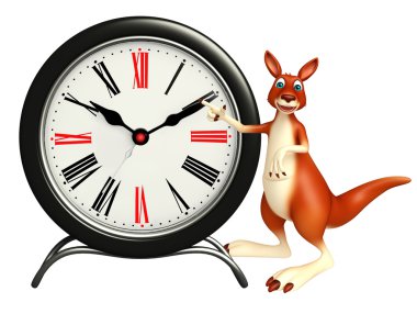 Kanguru saatiyle karakter karikatür  