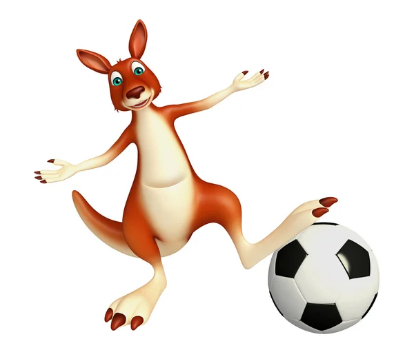 Διασκέδαση καγκουρό χαρακτήρα κινουμένων σχεδίων με το ποδόσφαιρο — Φωτογραφία Αρχείου