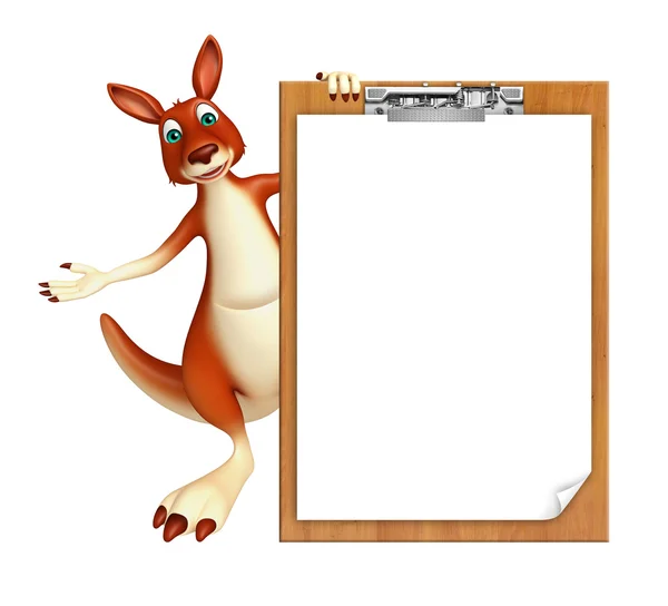 Kangaroo cartoon character with exam pad — Stock Photo, Image