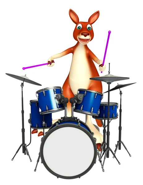 Милий кенгуру мультфільм символу з барабаном — стокове фото