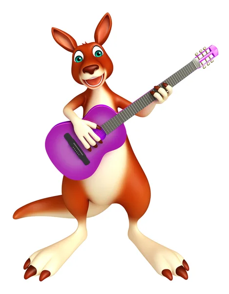Lindo personaje de dibujos animados canguro con guitarra — Foto de Stock