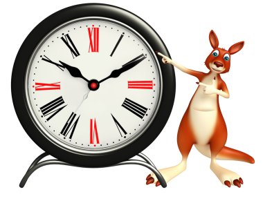 Kanguru saatiyle karakter karikatür  