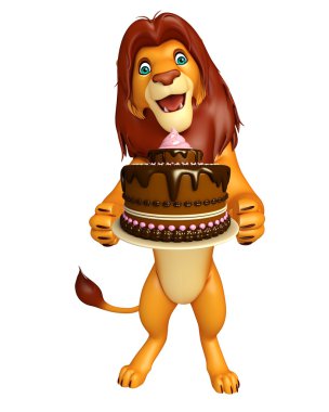 sevimli aslan pasta ile karakter karikatür