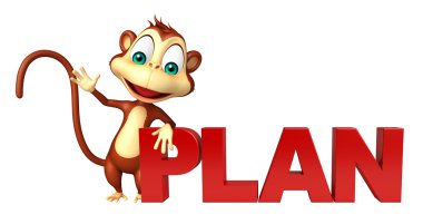 Maymun çizgi film karakteri planı işareti ile 