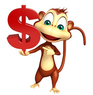 dolar işareti olan sevimli maymun çizgi film karakteri 