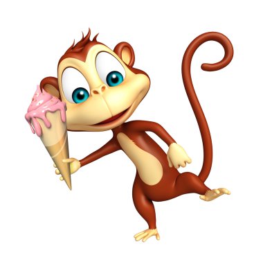 eğlenceli maymun çizgi film karakteri ile dondurma 