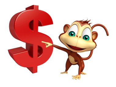 dolar işareti olan sevimli maymun çizgi film karakteri 