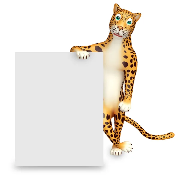 Spaß Leopard Cartoon-Figur mit Brett — Stockfoto