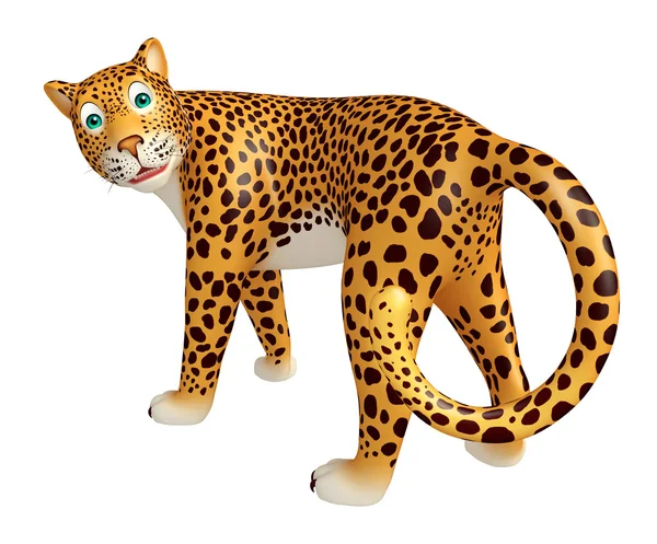 Look at camera Leopard cartoon character — Stock Photo, Image