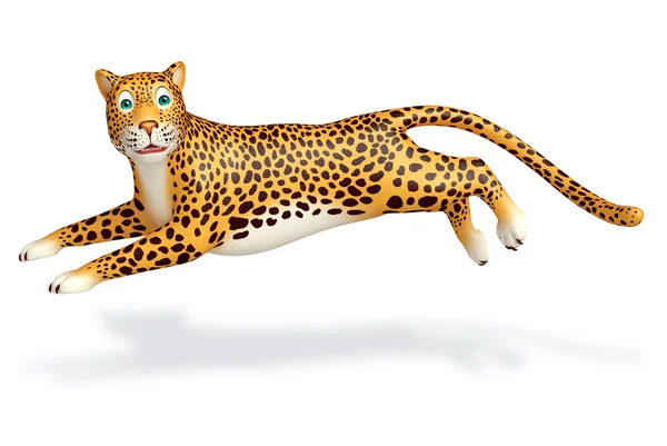 Correndo personagem de desenho animado Leopard — Fotografia de Stock