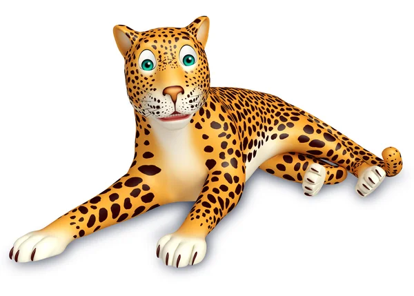 Sentado personagem de desenho animado Leopard — Fotografia de Stock