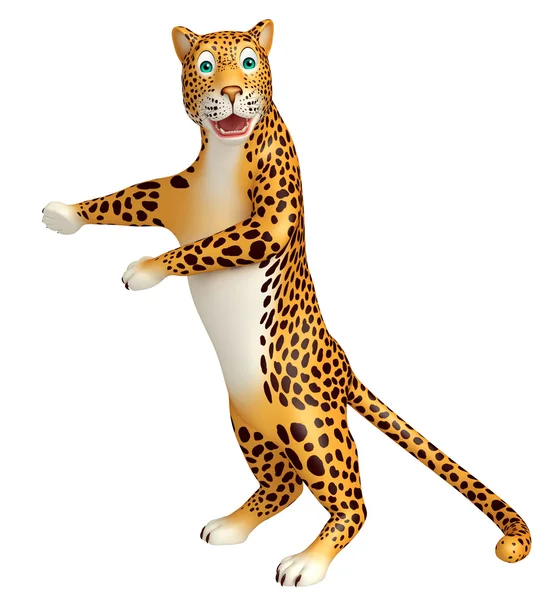 Apontando personagem de desenho animado Leopard — Fotografia de Stock