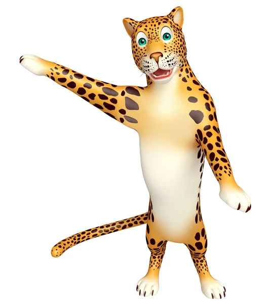 Apontando personagem de desenho animado Leopard — Fotografia de Stock