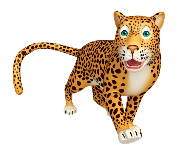 Spojrzeć na kamery Leopard postać z kreskówki — Zdjęcie stockowe