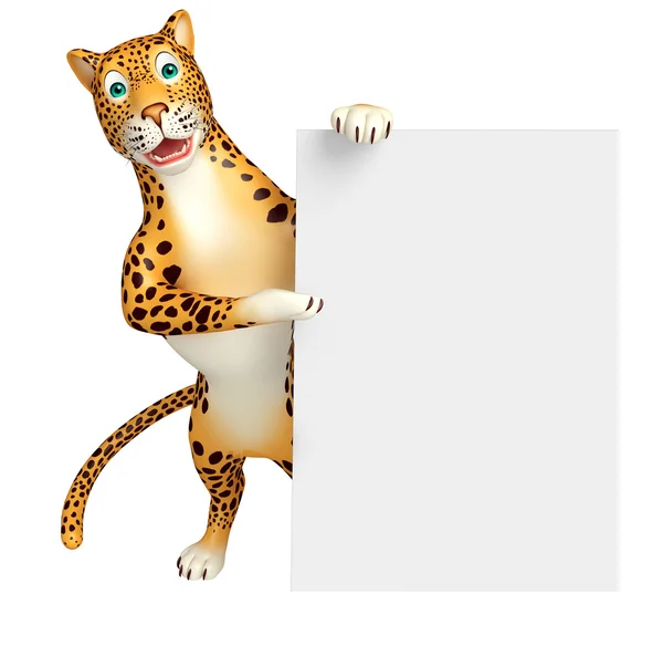 Divertente personaggio dei cartoni animati Leopard con bordo — Foto Stock