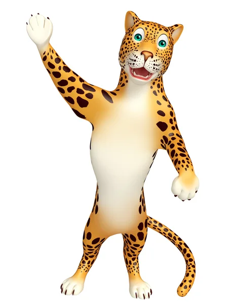 Apontando personagem de desenho animado Leopard — Fotografia de Stock