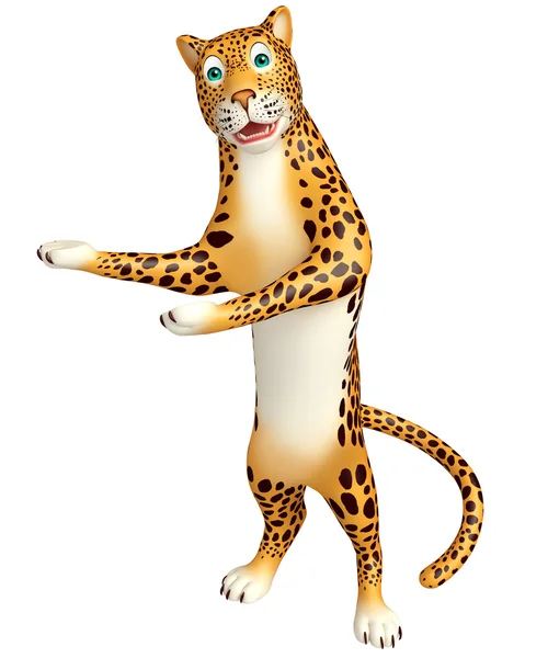 Apontando personagem de desenho animado Leopard — Fotografia de Stock