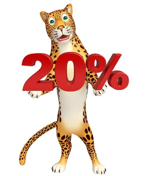 Веселий персонаж мультфільму Леопарда зі знаком 20% — стокове фото