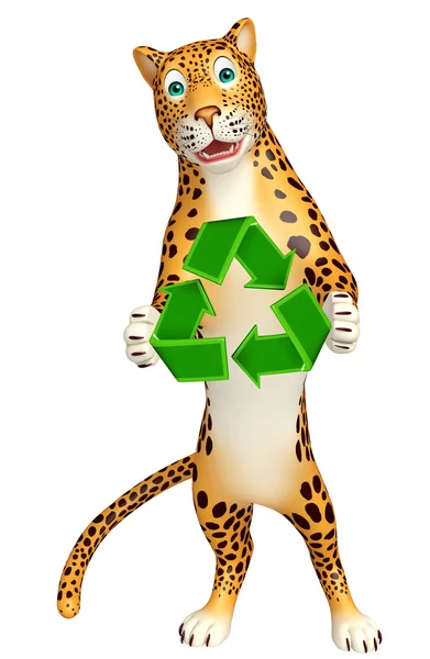 Kul Leopard seriefiguren med återvinning — Stockfoto