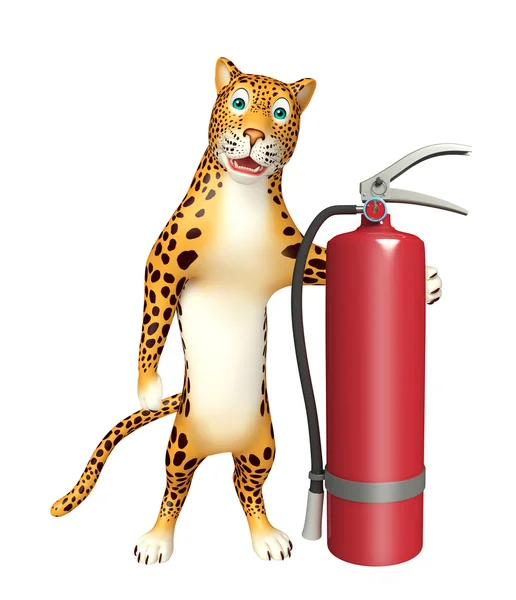 Lampart postać z kreskówek z gaszenia pożaru — Zdjęcie stockowe