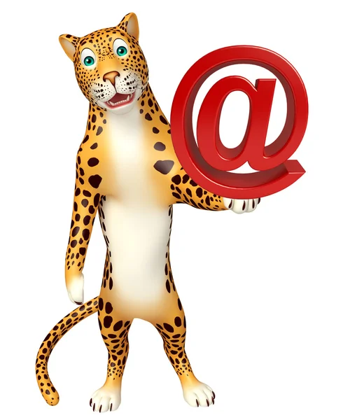 Милий персонаж мультфільму Леопарда з знаком швидкості — стокове фото