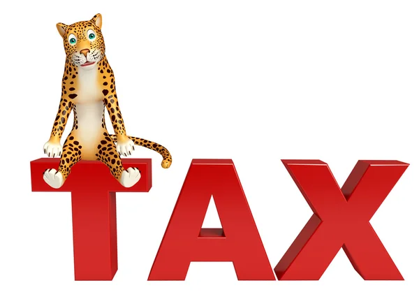 Leopardo personaggio dei cartoni animati con segno fiscale — Foto Stock