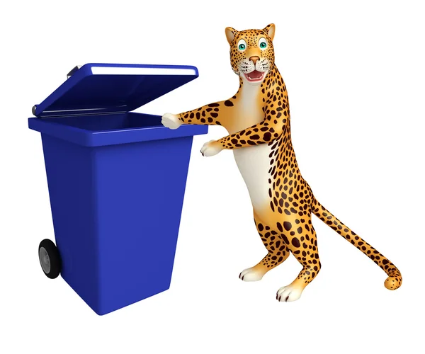Personagem de desenho animado leopardo com lixo — Fotografia de Stock