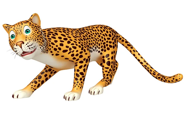 Lindo caminando personaje de dibujos animados de leopardo —  Fotos de Stock