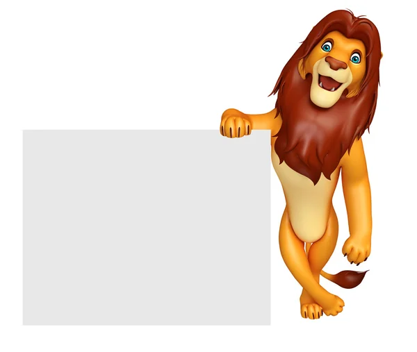 Leuke Lion stripfiguur met bord — Stockfoto