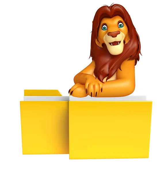 Mignon personnage de dessin animé Lion avec dossier — Photo