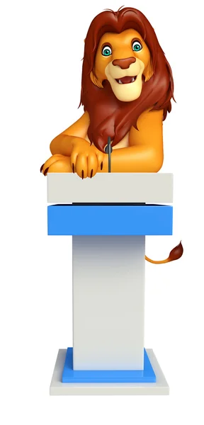 Lindo León personaje de dibujos animados con etapa de habla — Foto de Stock