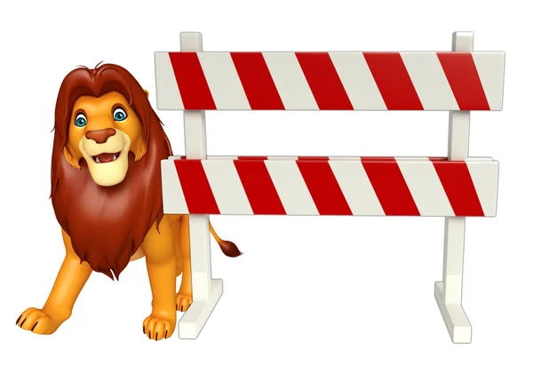 Cute Lion cartoon character with baracade — Stock Photo, Image